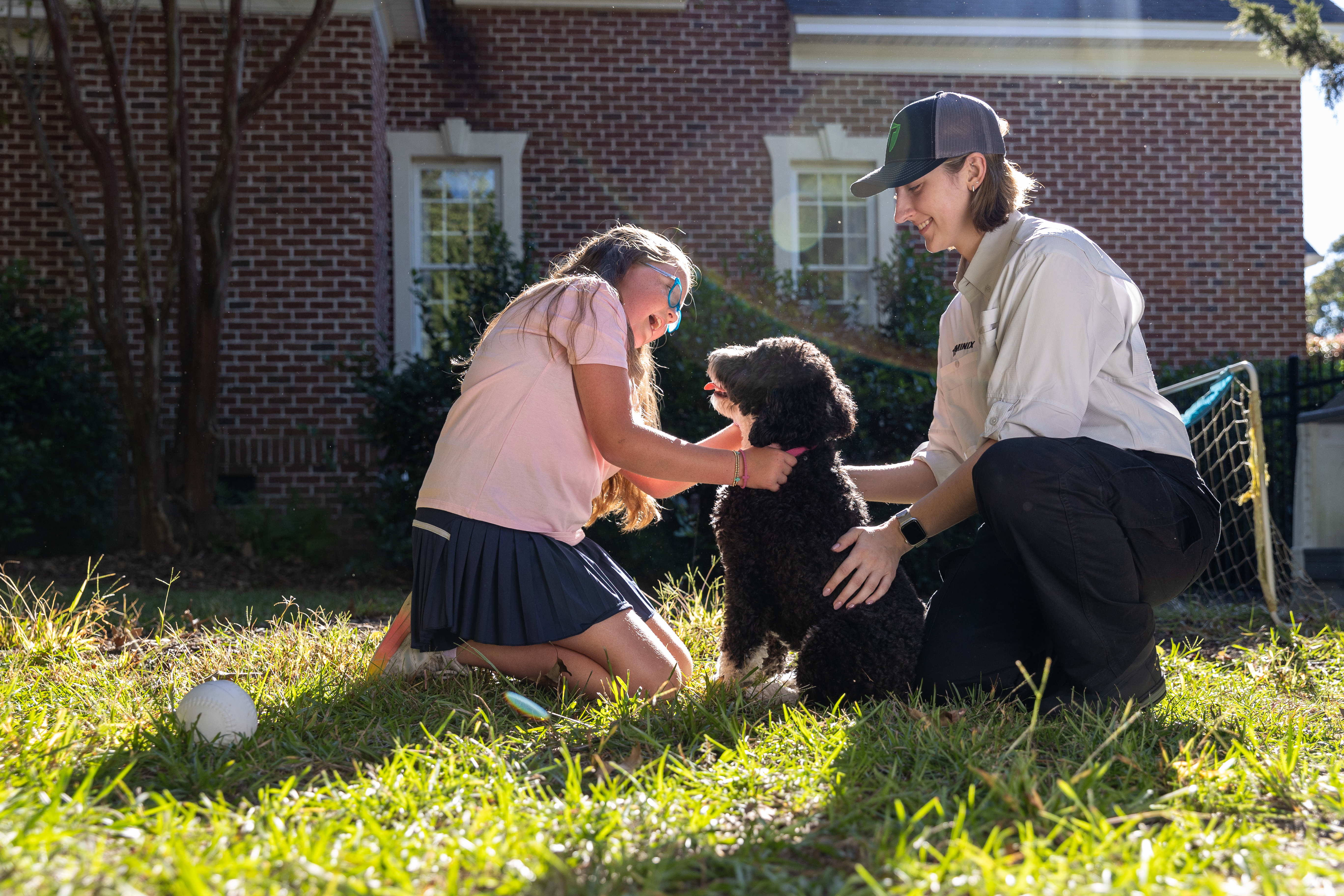 Family enjoying their yard